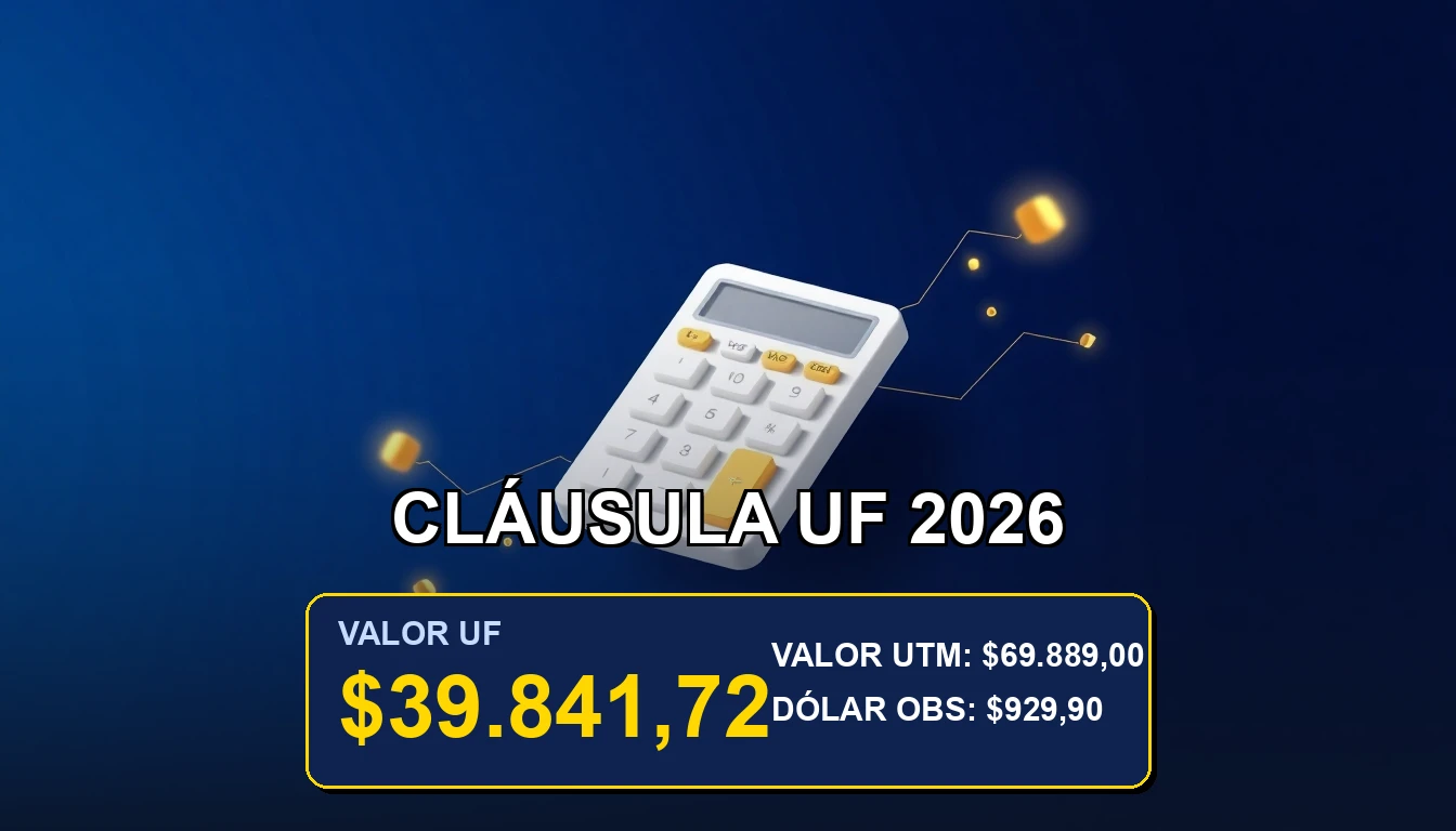 Ilustración corporativa sobre la actualización legal de la cláusula UF y su impacto en finanzas y ahorros. Estética limpia y confiable.