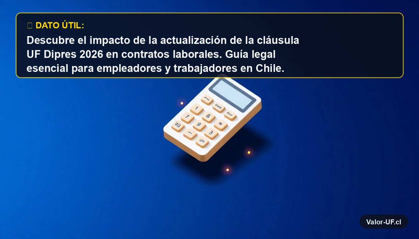 Calculadora financiera moderna 3D representando el cálculo de la cláusula UF y actualizaciones legales.
