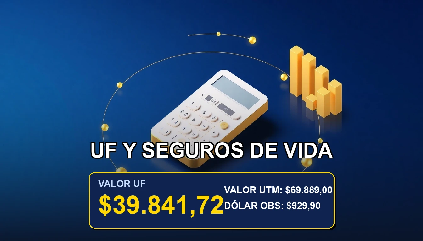 Ilustración premium sobre la actualización de la UF para seguros de vida en Chile 2026, concepto de protección y crecimiento financiero.