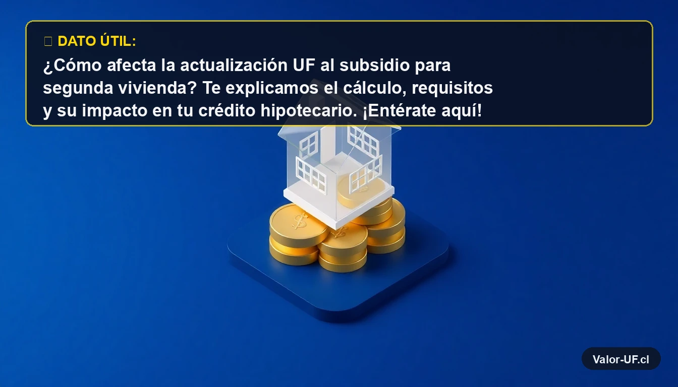 Ilustración 3D de una casa sobre monedas de oro, representando el subsidio de segunda vivienda y la UF.
