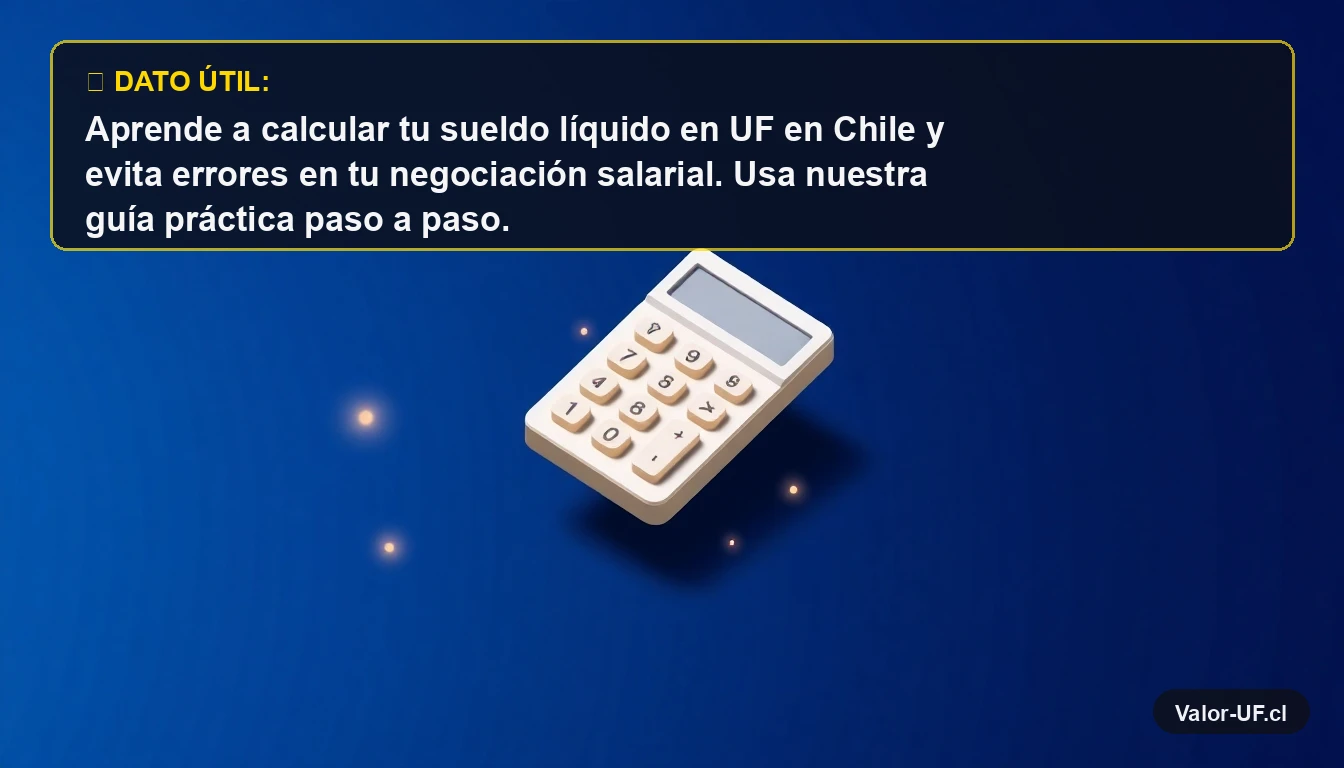 Calculadora moderna y minimalista para calcular sueldo en UF sobre fondo azul.