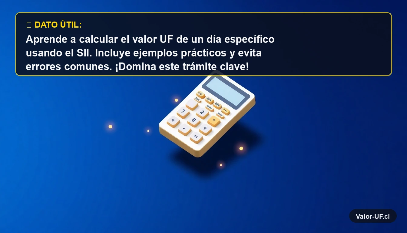 Calculadora moderna y minimalista en 3D representando el cálculo del valor UF para un día específico