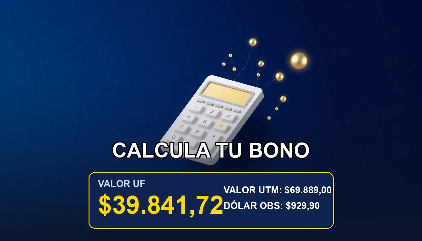 Ilustración abstracta premium sobre el cálculo del Bono Invierno 2026 en Chile, con elementos de ahorro y economía.