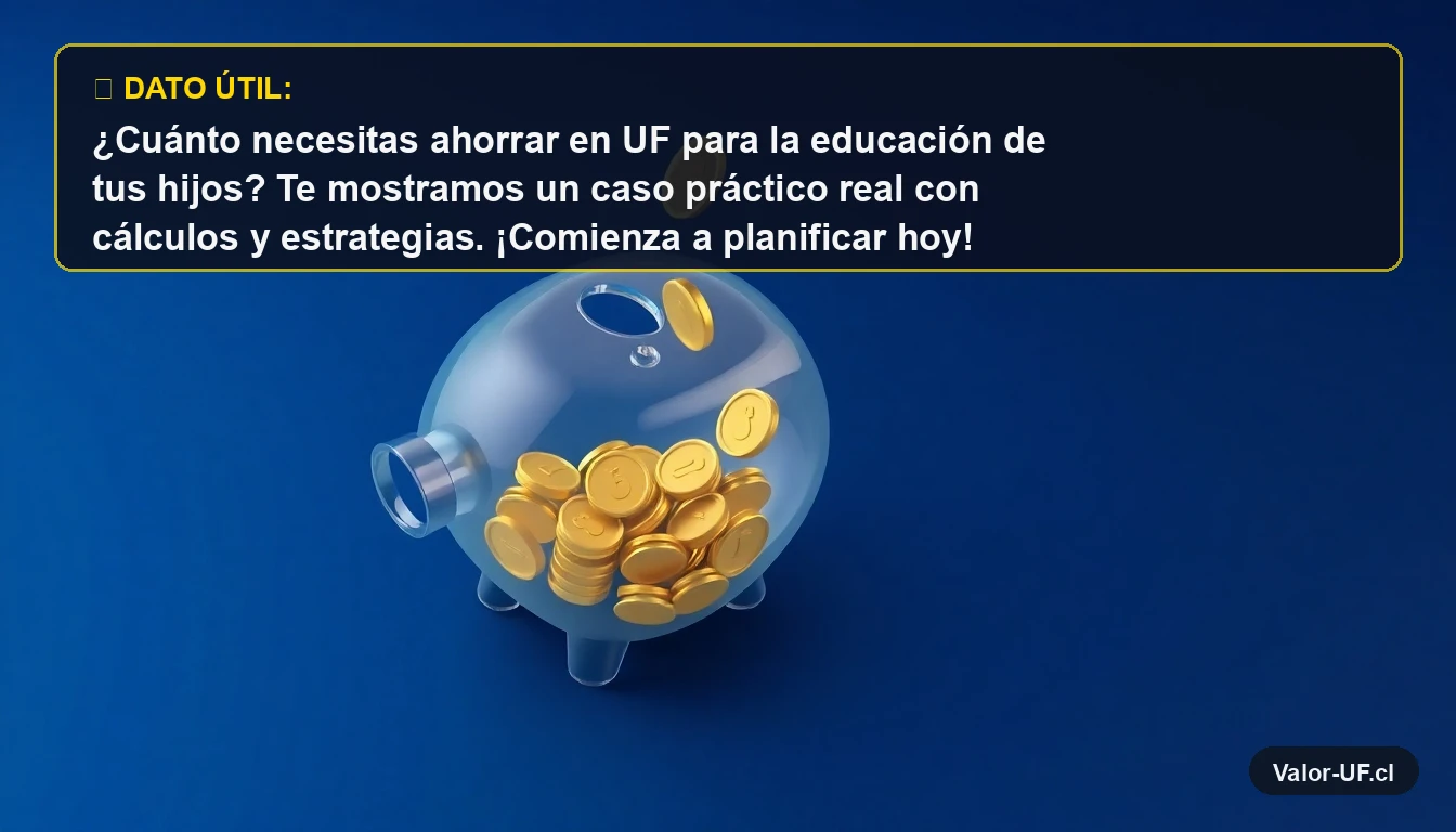 Ilustración 3D de alcancía con monedas de oro representando el ahorro en UF para la educación universitaria en Chile.