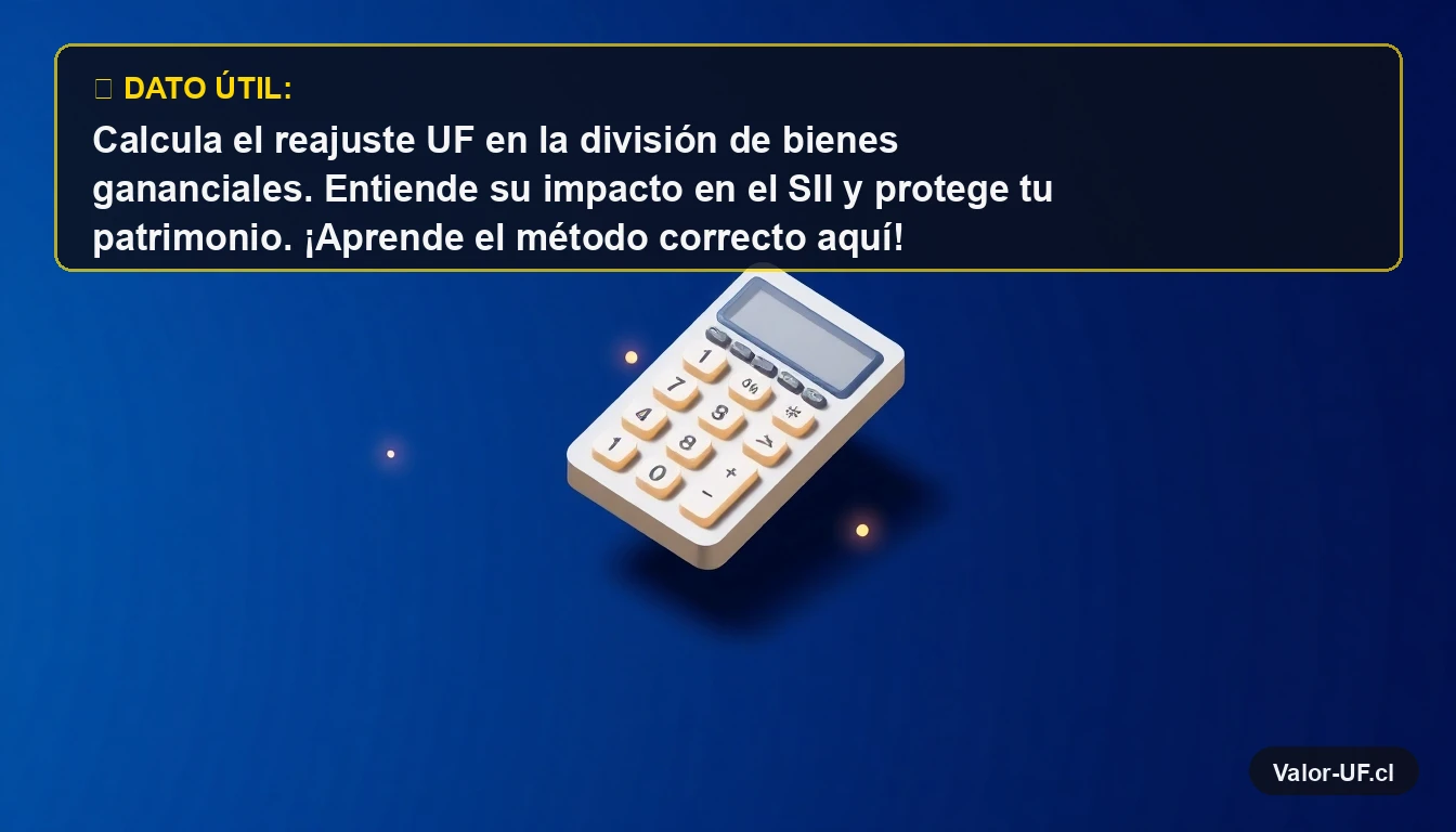 Calculadora financiera moderna para calcular reajuste UF en división de bienes