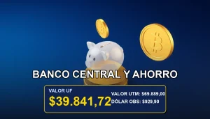 Ilustración premium sobre cómo las decisiones del Banco Central de Chile afectan el valor del ahorro en Unidades de Fomento (UF). Concepto de economía, inflación y protección del dinero.