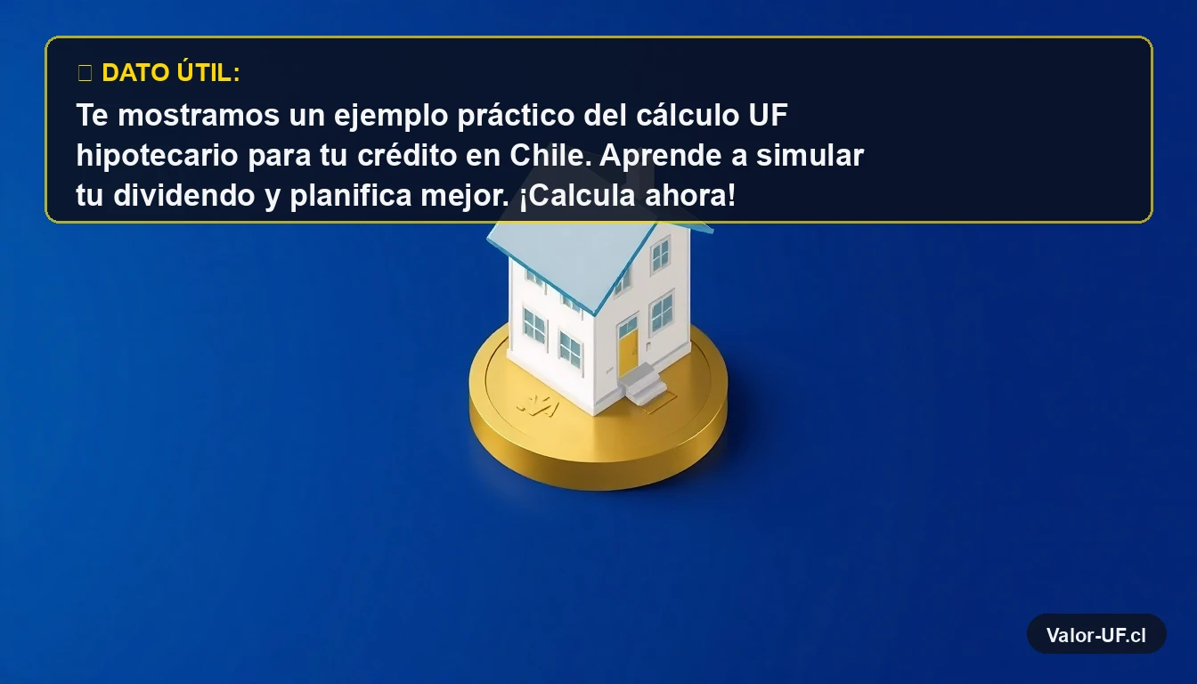 Ejemplo visual de una casa sobre una moneda de oro, representando el cálculo de un crédito hipotecario en UF.
