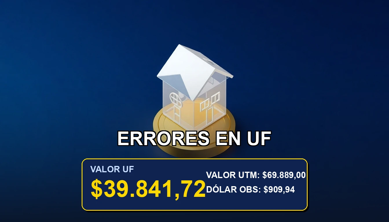 Ilustración financiera sobre errores comunes al calcular divisiones de UF en propiedades y créditos hipotecarios en Chile.