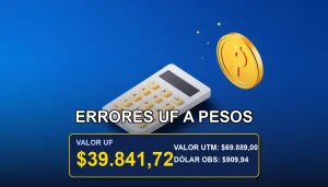 Ilustración financiera abstracta sobre errores en la conversión de Unidades de Fomento a pesos chilenos para subsidios de vivienda.