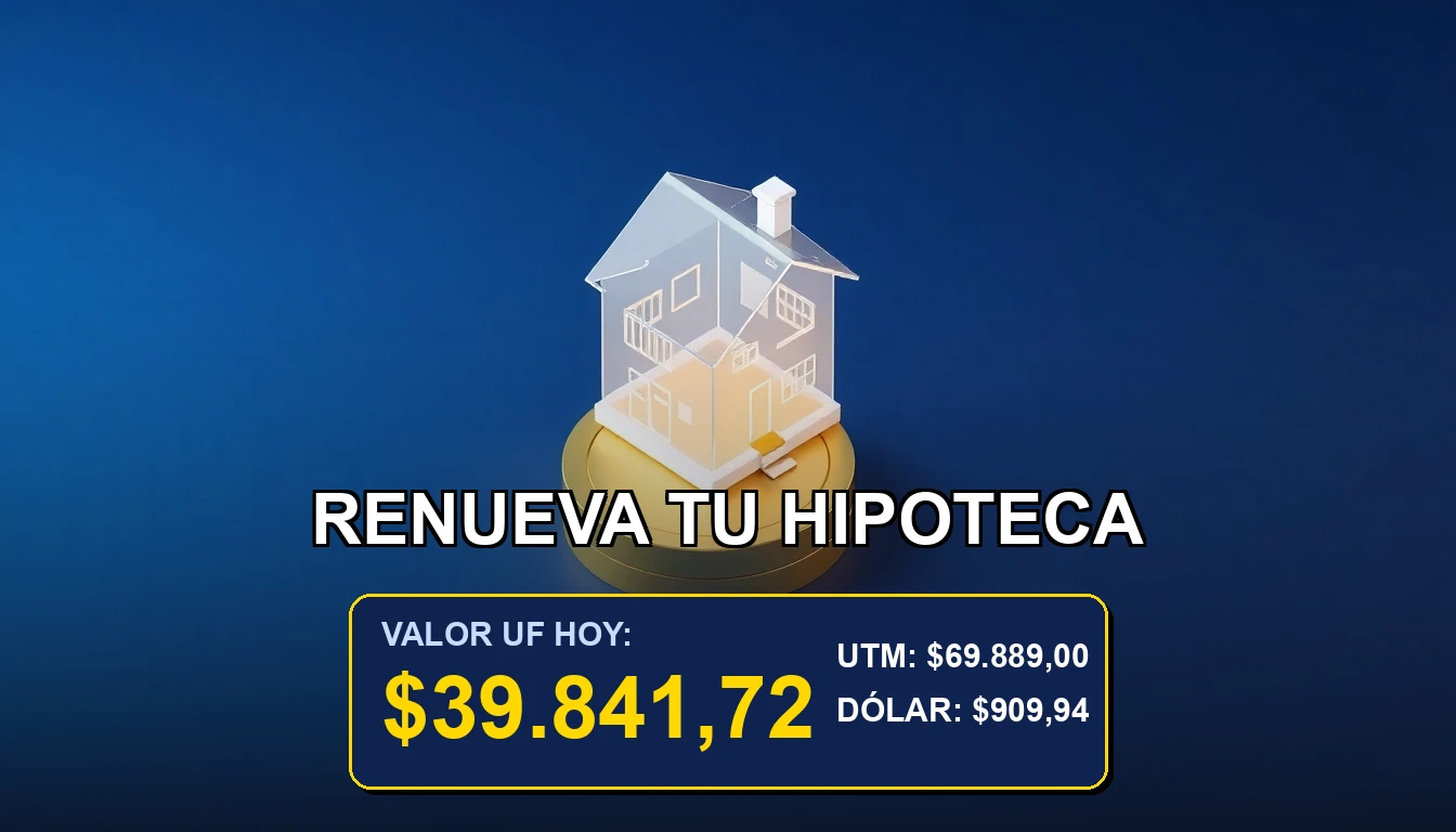 Ilustración premium sobre la renovación de créditos hipotecarios en UF. Concepto de finanzas, ahorro y decisiones económicas inteligentes.
