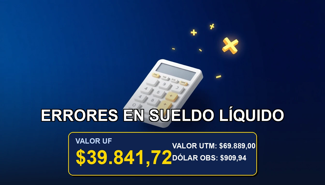 Ilustración de una calculadora financiera moderna sobre fondo azul marino, representando el cálculo correcto del sueldo líquido en Chile.