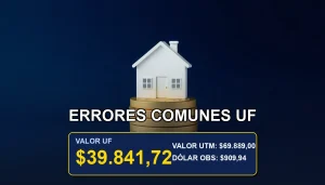 Ilustración financiera premium sobre inversión en Unidades de Fomento para compra de vivienda en Chile. Concepto de ahorro y protección.