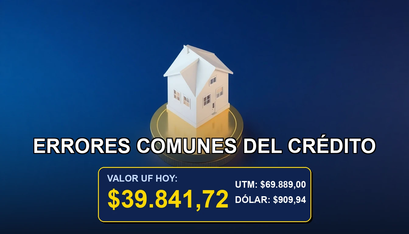 Ilustración minimalista de una casa sobre una moneda dorada, representando créditos hipotecarios en UF y CLP en Chile.
