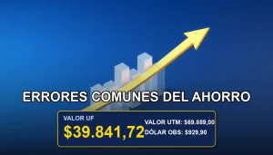 Ilustración corporativa de una moneda de oro y un gráfico de barras sobre fondo azul marino, representando el ahorro financiero en Unidades de Fomento (UF).