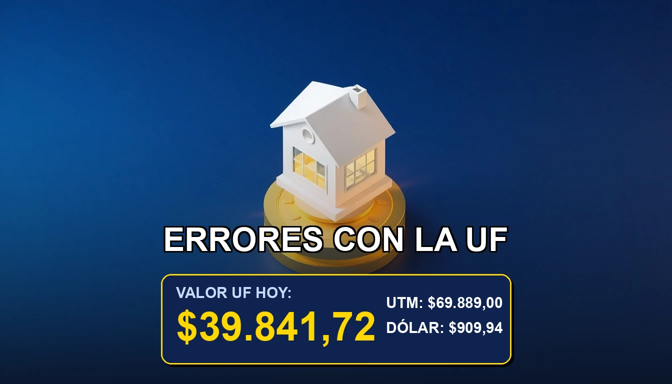 Ilustración corporativa sobre errores comunes al usar la Unidad de Fomento (UF) en arriendos y compraventas de propiedades en Chile.