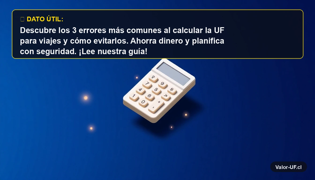Calculadora financiera minimalista con partículas de datos, representando el cálculo preciso de la UF para viajes.