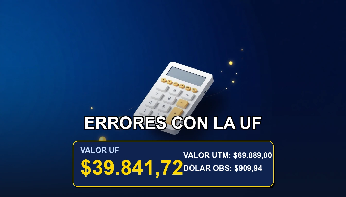 Ilustración premium de una calculadora moderna sobre fondo azul marino, representando el cálculo preciso de la UF para un crédito hipotecario en Chile.