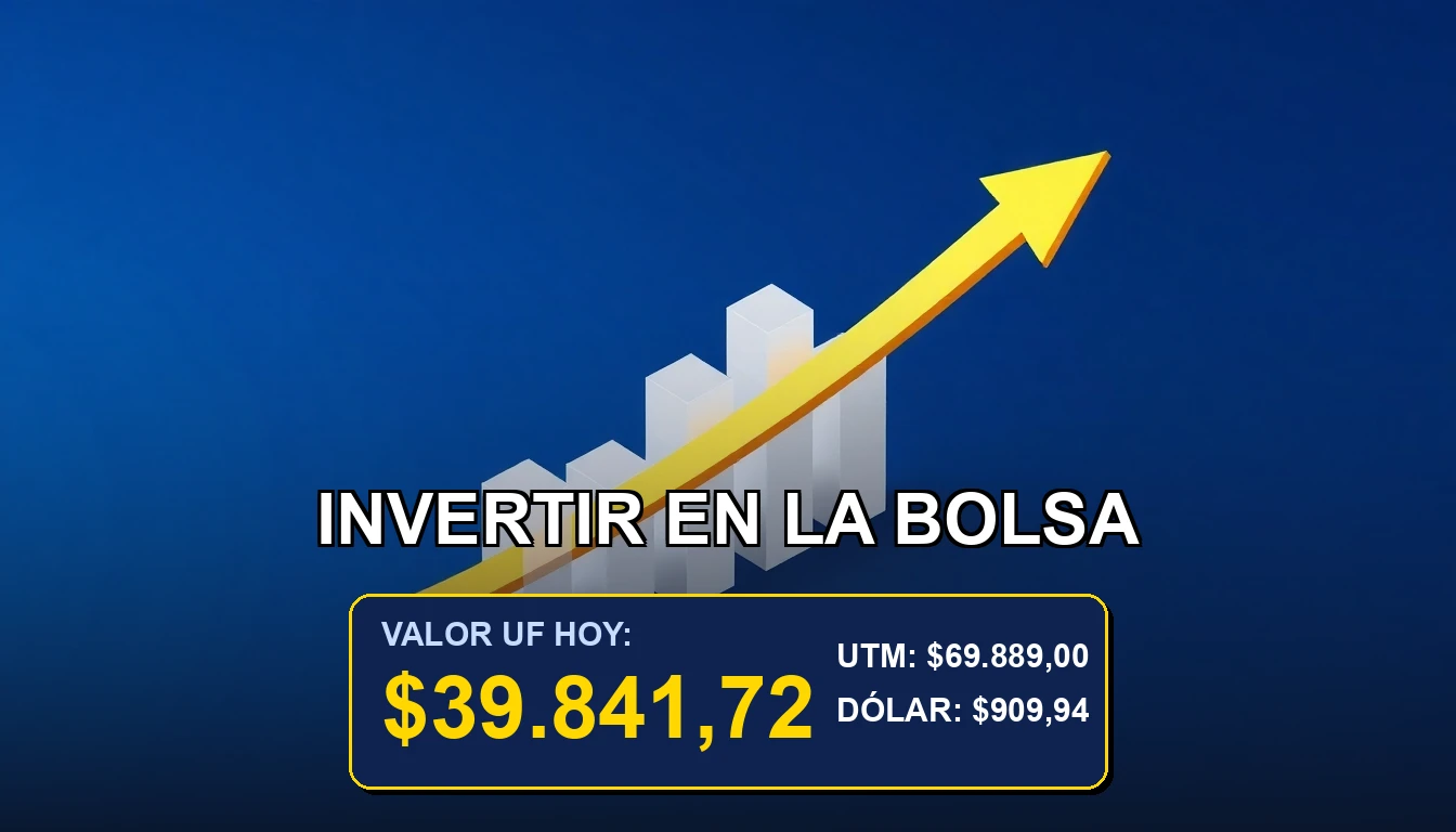 Guía premium para principiantes sobre cómo invertir en la Bolsa de Valores de Chile, representada por un gráfico de crecimiento dorado.