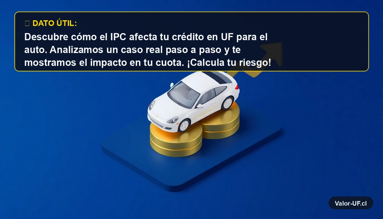 Ilustración 3D isométrica de un auto sobre monedas de oro, representando el crédito vehicular en UF y su relación con indicadores económicos.