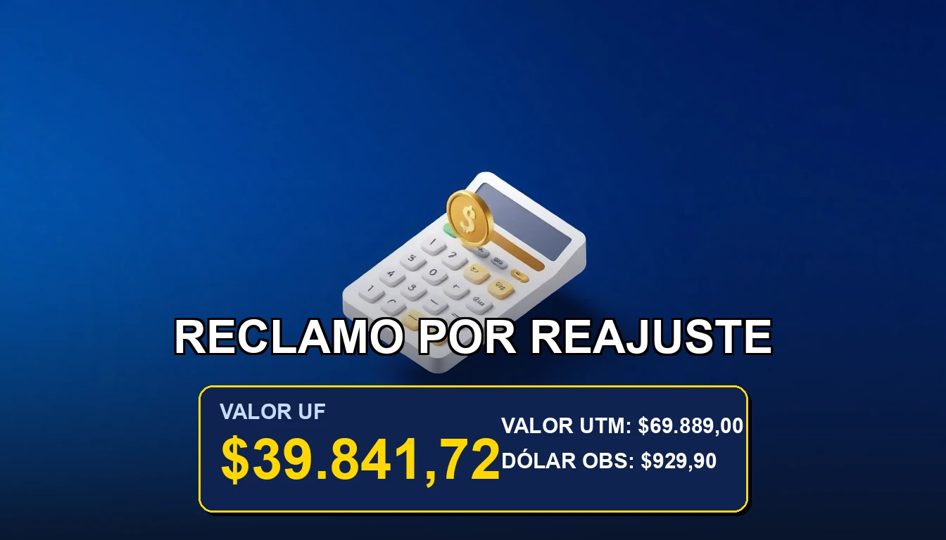 Plantilla de carta de reclamo por error en reajuste de UF en Chile, fondo azul y oro.