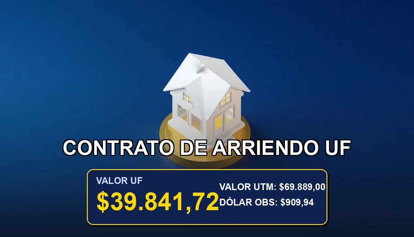 Ilustración premium de un contrato de arrendamiento y una moneda de oro, concepto de inversión inmobiliaria protegida en Chile.