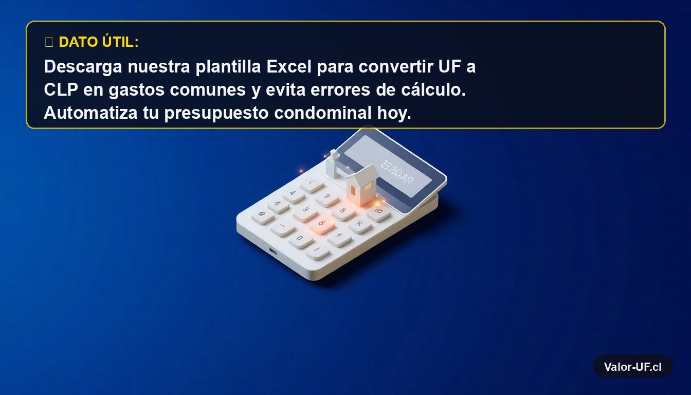 Calculadora isométrica moderna con partículas de datos para conversión UF CLP en gastos comunes