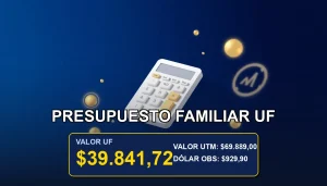 Plantilla de presupuesto familiar en UF y pesos chilenos para control financiero mensual.
