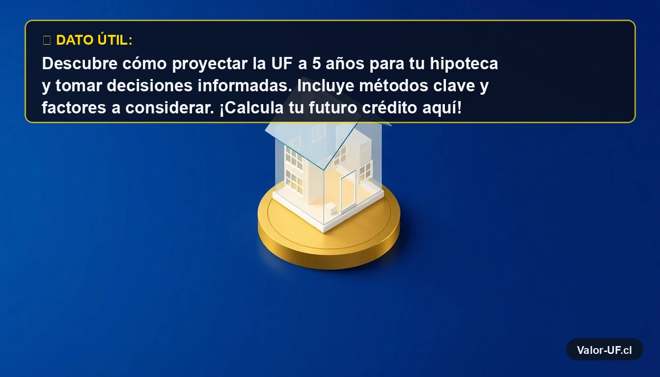 Ilustración de una casa moderna sobre una moneda de oro, representando la proyección de hipoteca en UF.