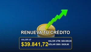 Ilustración premium de moneda de oro y gráfico de proyección para crédito de consumo en UF.
