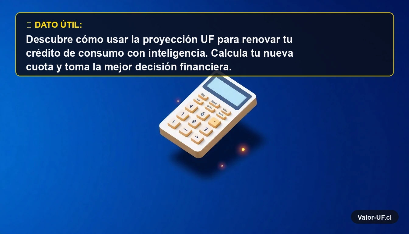 Calculadora futurista con partículas de datos para proyectar créditos en UF