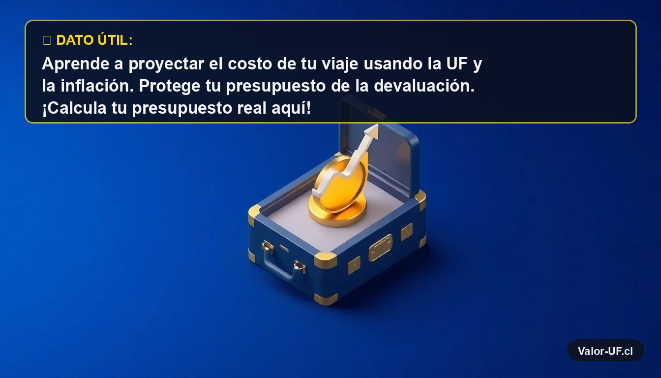 Ilustración isométrica 3D de una maleta con una moneda dorada y un gráfico de tendencia, representando la proyección de costos de viaje.