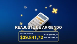 Ilustración minimalista sobre el reajuste de arriendo en Unidades de Fomento (UF) en Chile, concepto legal y financiero.