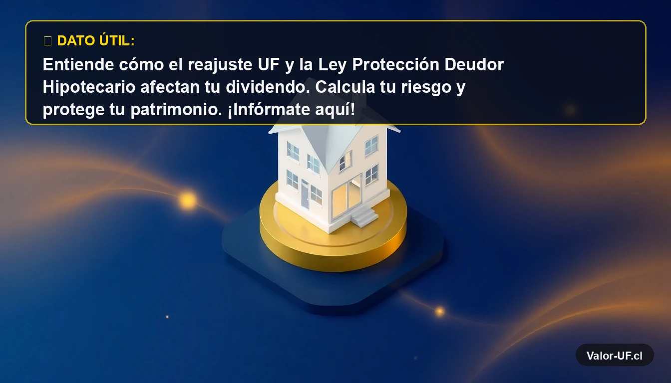Ilustración 3D de una casa sobre una moneda de oro, representando créditos hipotecarios en UF y protección financiera.