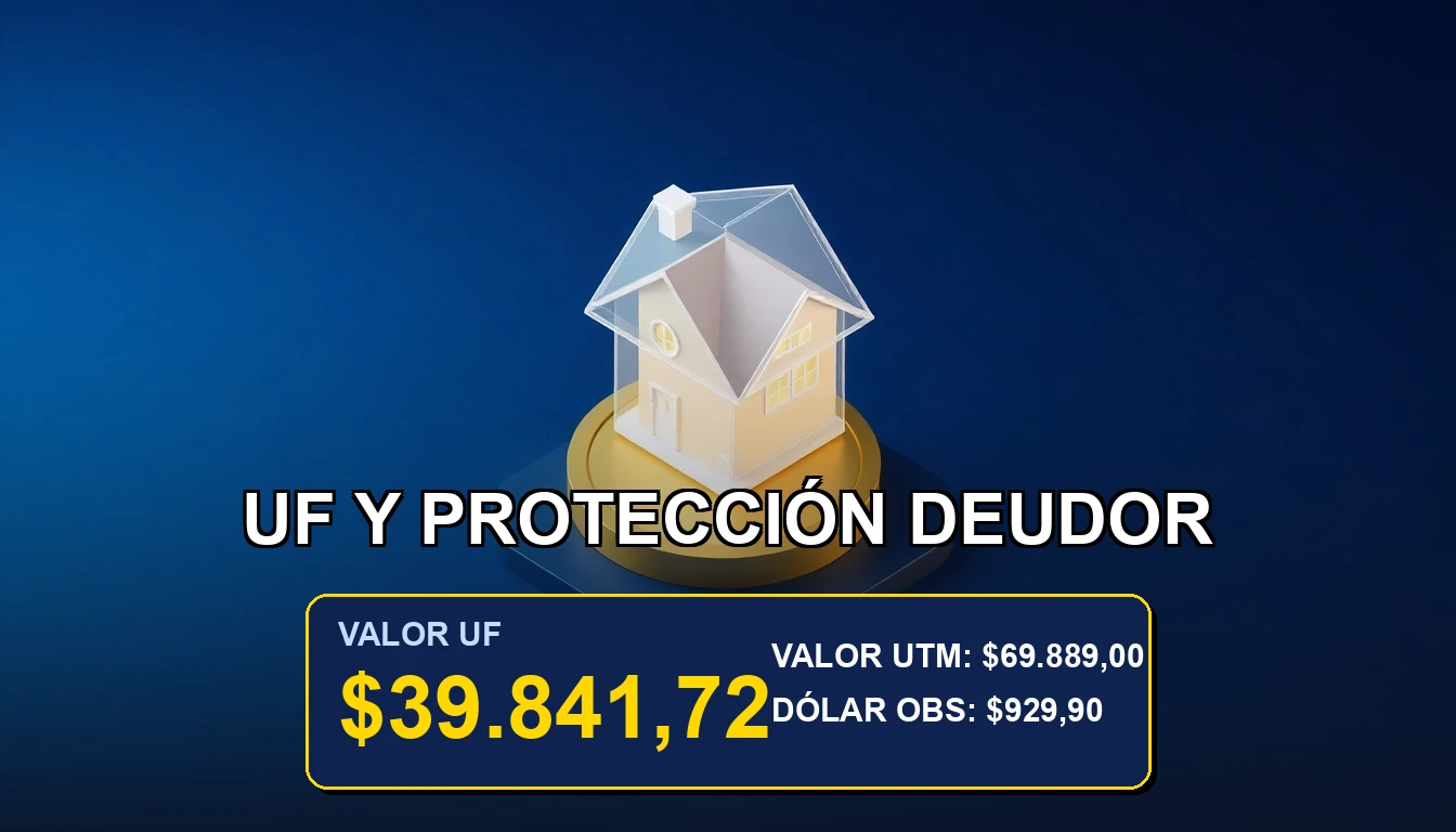 Ilustración conceptual premium sobre el reajuste de la Unidad de Fomento y la Ley de Protección al Deudor Hipotecario en Chile.