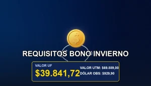 Ilustración premium sobre los requisitos para el Bono Invierno del SII 2026, concepto de ahorro y beneficios estatales.