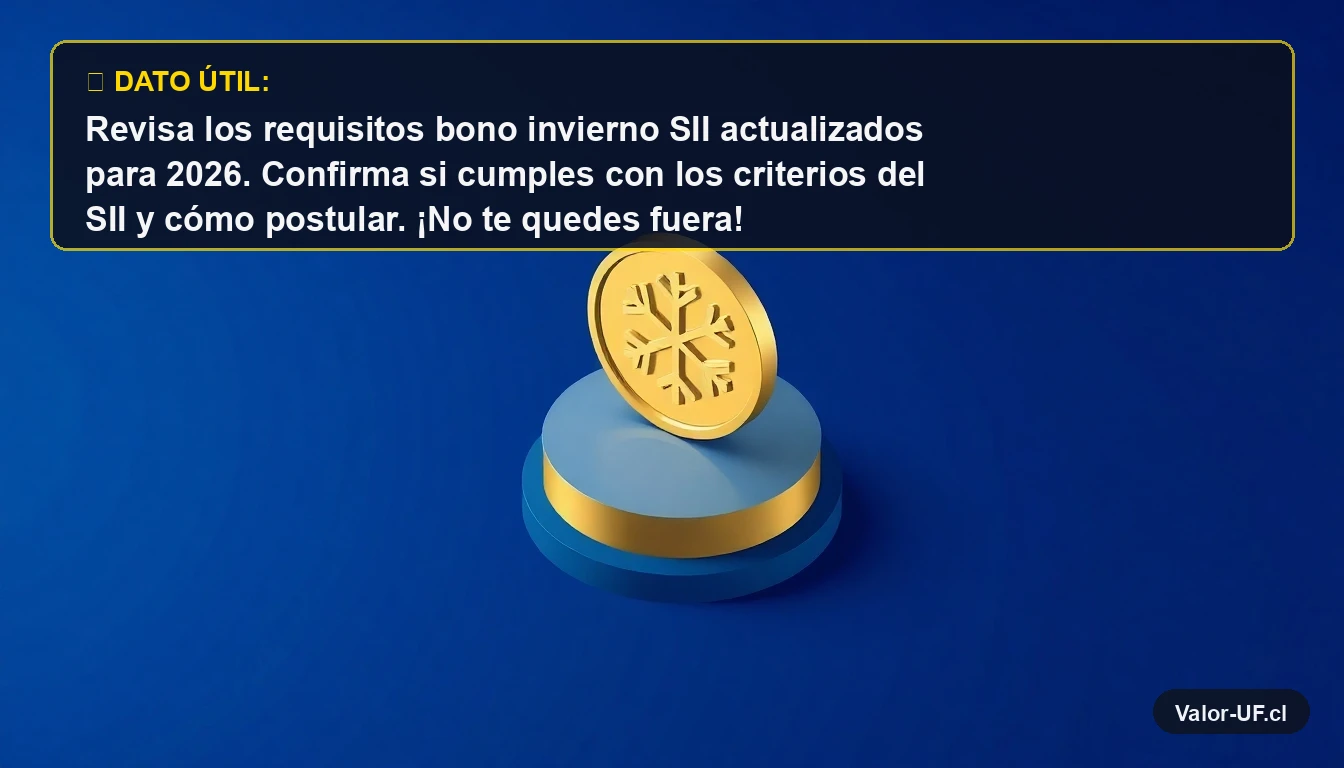 Ilustración 3D de una moneda dorada con patrón de copo de nieve, representando el Bono Invierno del SII.