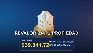 Ilustración conceptual premium sobre la revalorización de inmuebles y hipotecas usando UF en Chile.