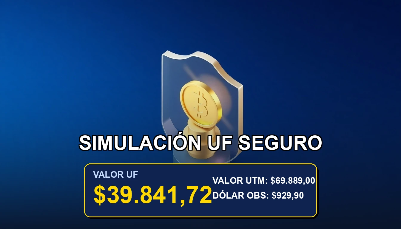 Ilustración premium de un seguro de vida indexado a la UF para familias chilenas. Concepto de protección financiera y ahorro.