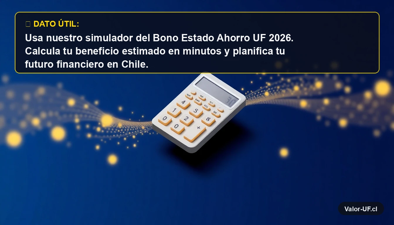 Ilustración de una calculadora financiera moderna para simular el Bono Estado Ahorro en UF.