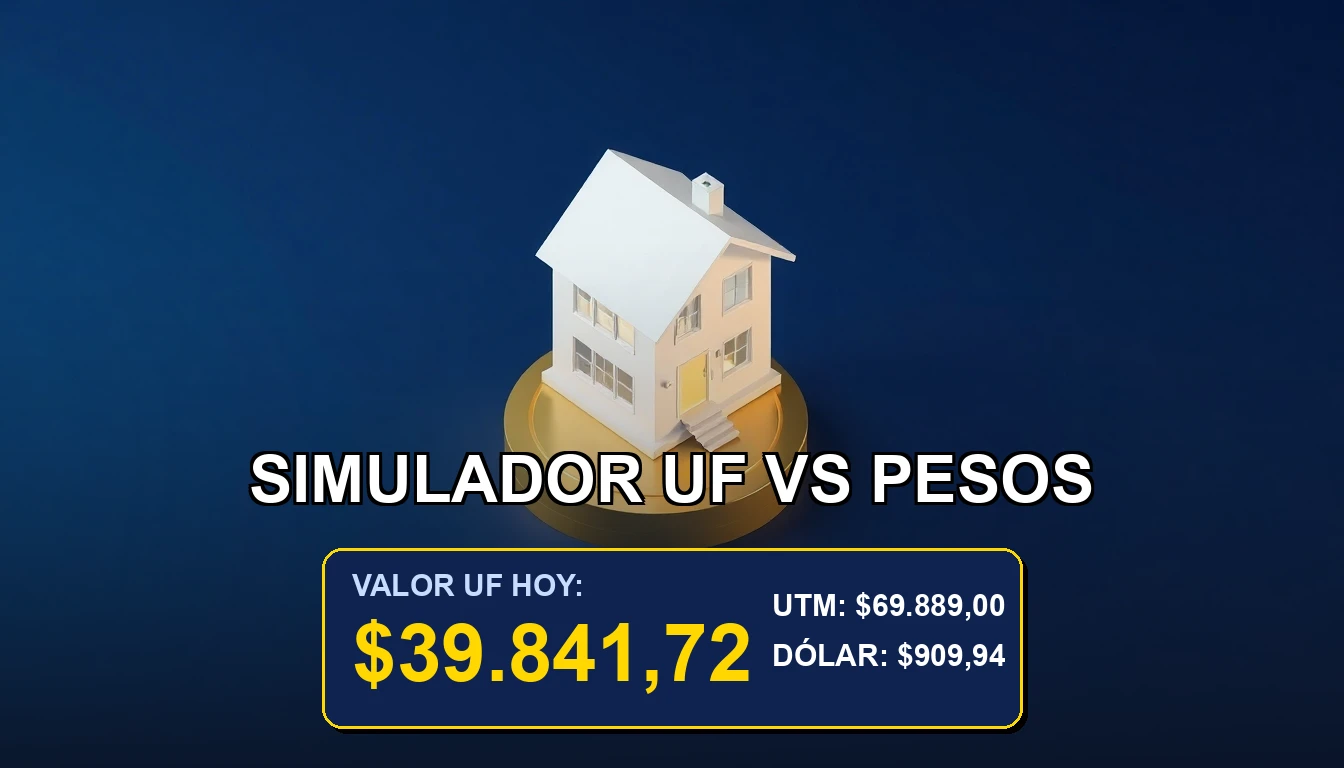 Simulador de ahorro para el pie de una casa comparando Unidades de Fomento (UF) y pesos chilenos.