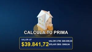 Simulador UF para calcular la prima de un seguro de vida hipotecario en Chile, representado por un símbolo de protección y cálculo financiero.