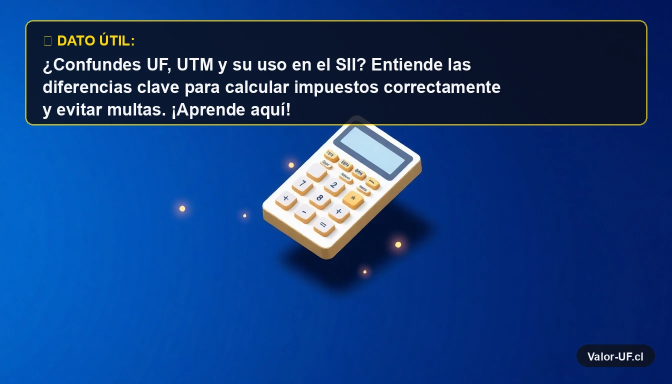 Calculadora moderna y minimalista en 3D representando el cálculo de impuestos con UF y UTM