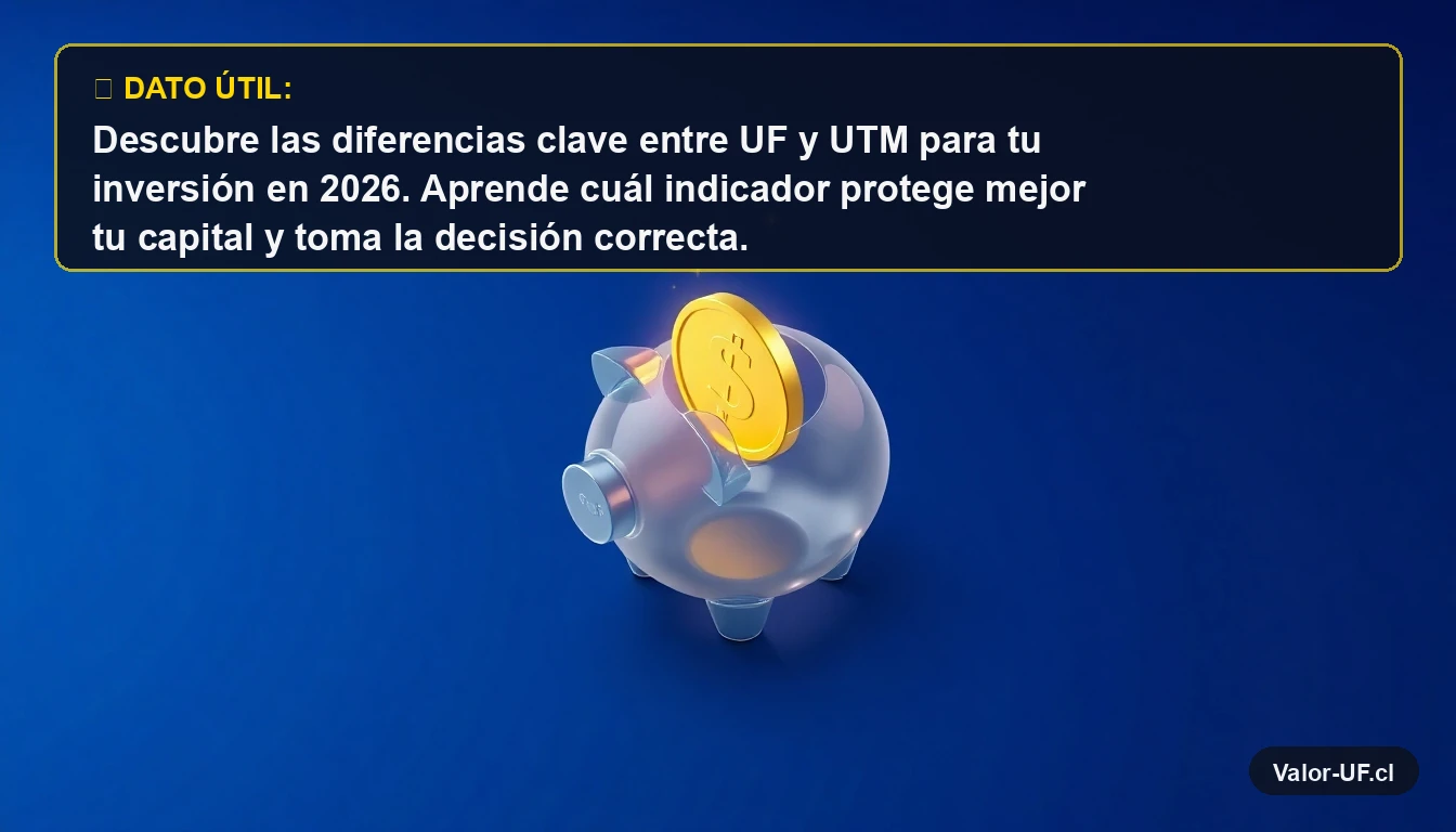 Ilustración 3D de una moneda de oro cayendo en un alcancía, representando el ahorro e inversión en UF y UTM en Chile.