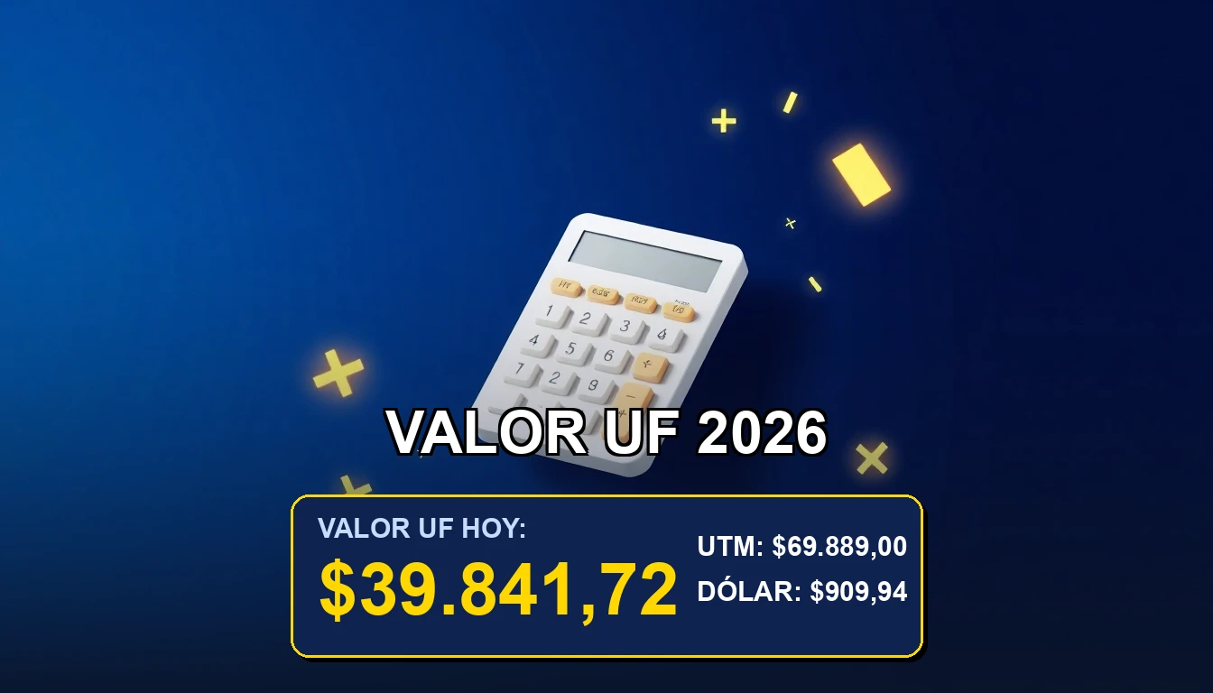 Ilustración premium sobre el cálculo de la Unidad de Fomento (UF) para julio de 2026. Concepto de ahorro y economía en Chile.